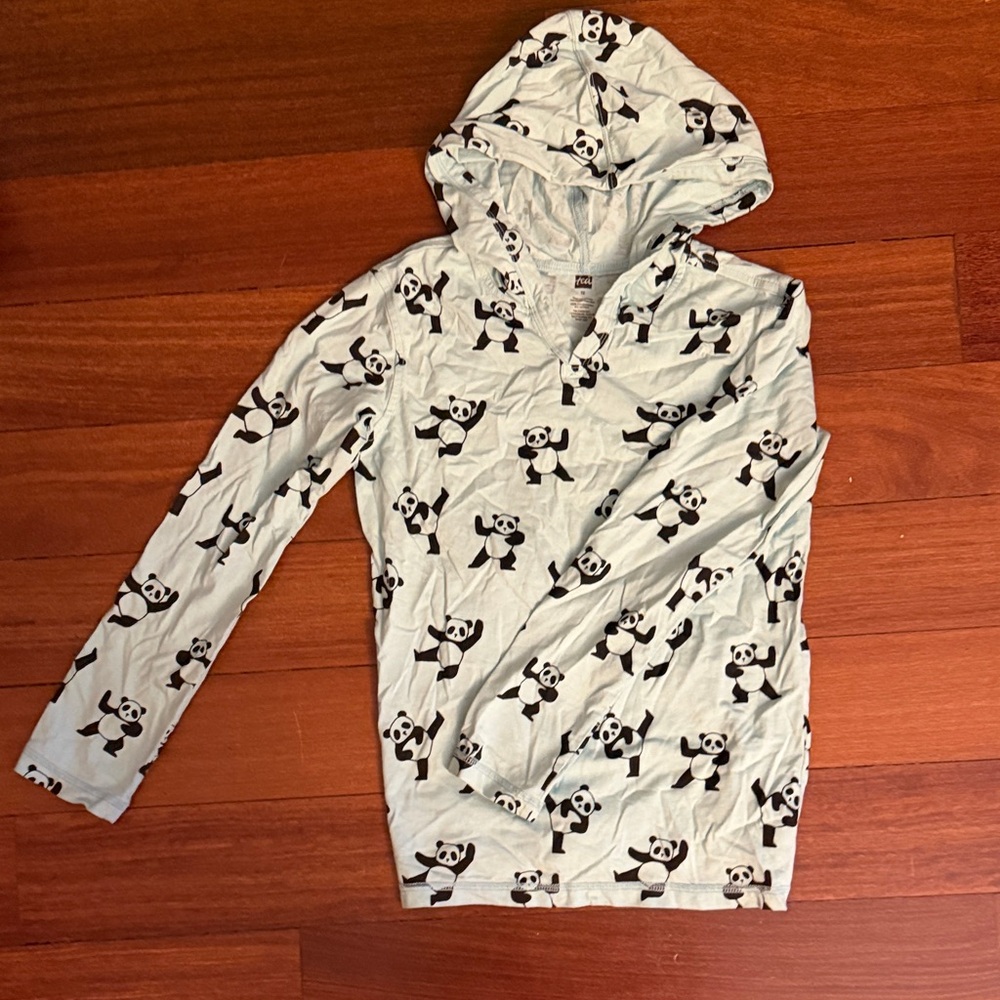 Panda Print Kids Hoodie - Green